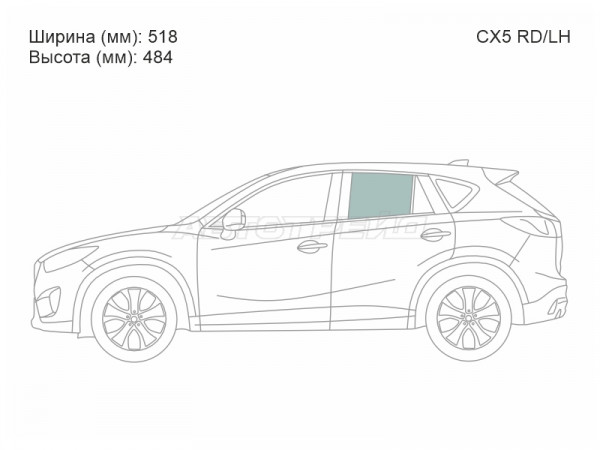 Стекло боковое опускное (Сзади / Слева / Цвет зеленый) Mazda CX-5 11-17