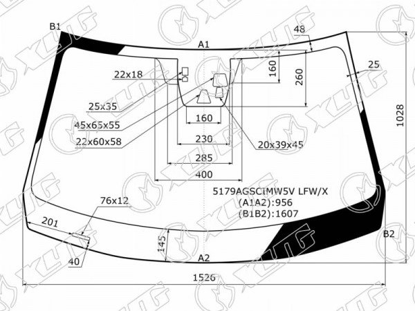 Стекло лобовое (Три камеры / Датчик дождя) Mazda CX-5 14-17
