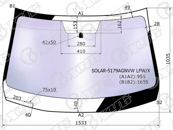 Стекло лобовое атермальное MAZDA CX-5 12-17 (Solar-X защита от ультрафиолета)