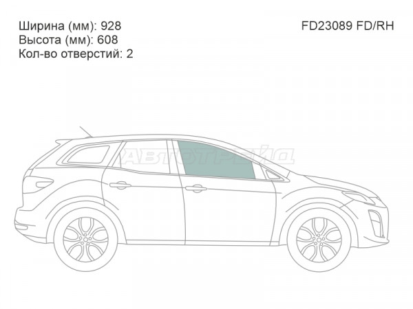 Стекло боковое опускное (Спереди / Справа / Цвет зеленый) Mazda CX-7 06-12