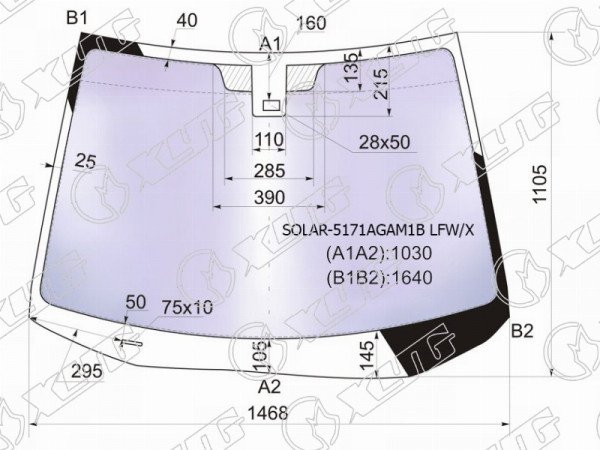 Стекло лобовое атермальное + дд MAZDA CX-7 06-12 (Solar-X защита от ультрафиолета)