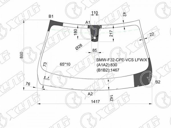 Стекло лобовое (Датчик дождя / 4D SED /2D CPE) BMW 4-Series 13-20