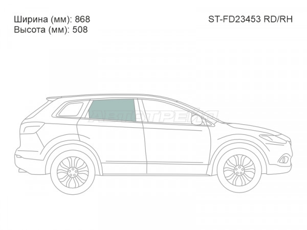 Стекло боковое опускное (Сзади / Справа / Цвет зеленый) Mazda CX-9 07-15