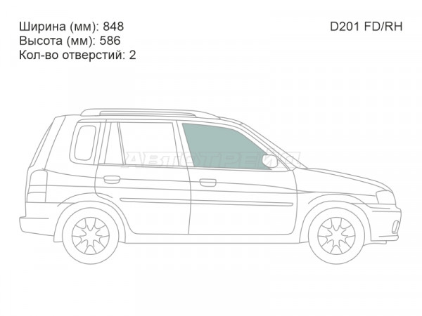Стекло боковое опускное (Спереди / Справа / Цвет зеленый) Mazda Demio 96-02
