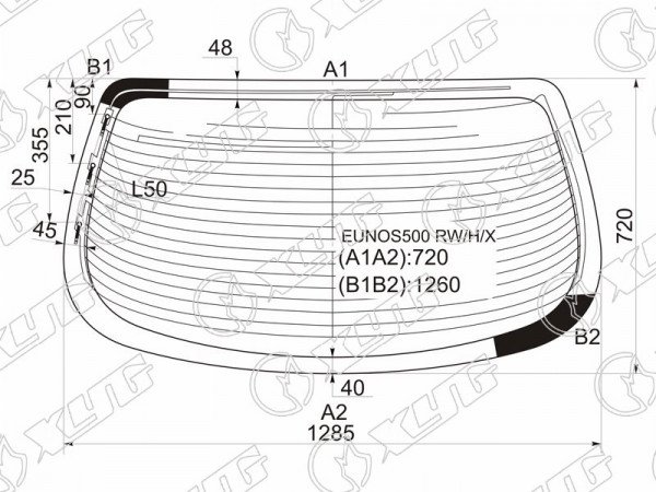 Стекло заднее с обогревом MAZDA EUNOS 500 /XEDOS.6 4D SED 92-99