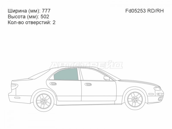 Стекло боковое опускное (Сзади / Справа / Цвет зеленый) Mazda Eunos 800 93-97  / Millenia 94-03