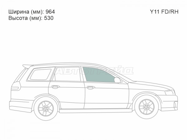 Стекло боковое опускное (Спереди / Справа / Цвет зеленый) Nissan AD 99-02  / Wingroad 99-05