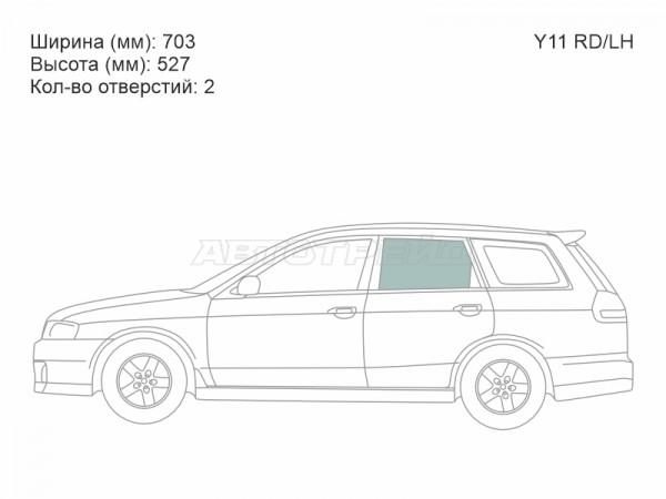 Стекло боковое опускное (Сзади / Слева / Цвет зеленый) Nissan AD 99-02  / Wingroad 99-05