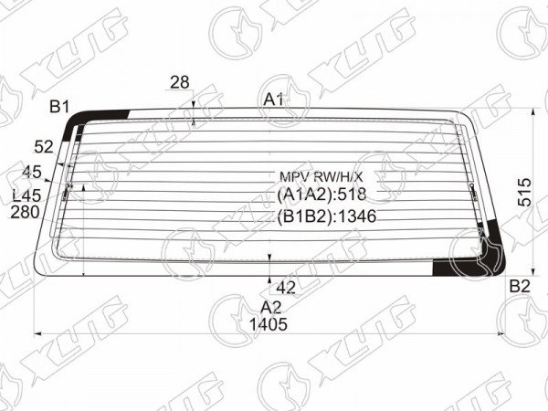 Стекло заднее с обогревом MAZDA MPV LV# 90-95