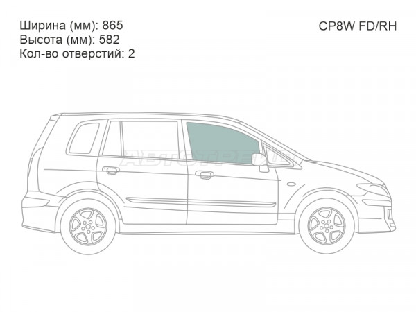 Стекло боковое опускное (Спереди / Справа / Цвет зеленый) Mazda Premacy 99-05