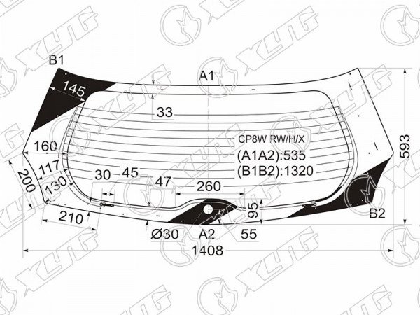 Стекло заднее (Цвет зеленый / Обогрев) Mazda Premacy 99-05