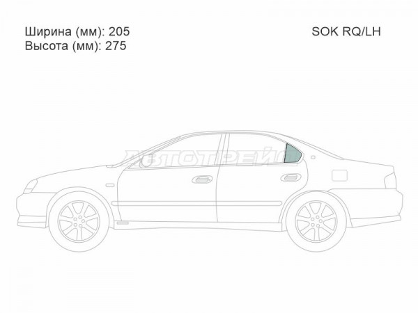 Стекло форточки (Сзади / Слева / Цвет зеленый) Acura TL 98-01  / Honda Inspire 98-03