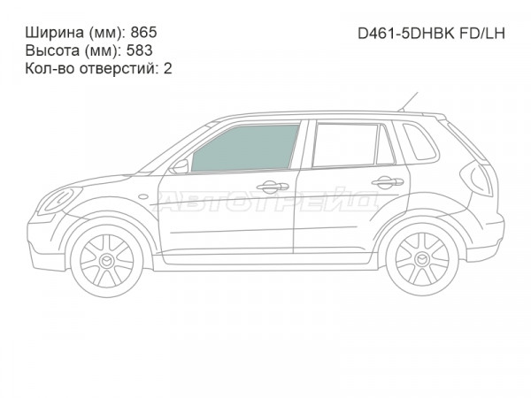 Стекло боковое опускное (Спереди / Слева / Цвет зеленый) Mazda Verisa 04-15
