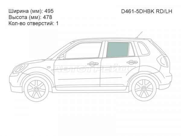 Стекло боковое опускное (Сзади / Слева / Цвет зеленый) Mazda Verisa 04-15
