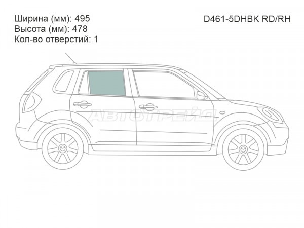 Стекло боковое опускное (Сзади / Справа / Цвет зеленый) Mazda Verisa 04-15