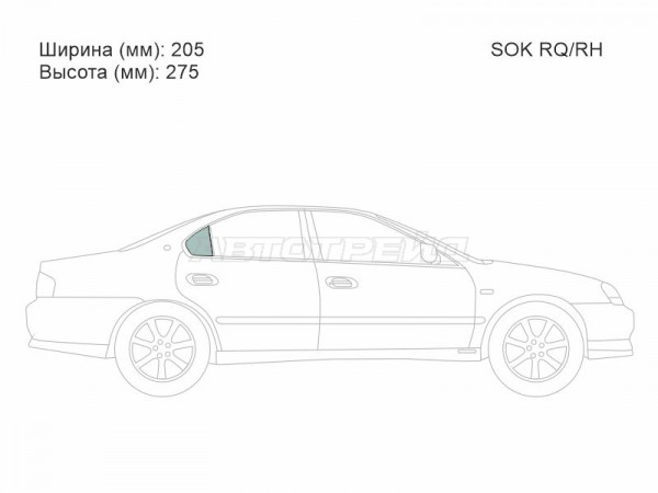 Стекло форточки (Сзади / Справа / Цвет зеленый) Acura TL 98-01  / Honda Inspire 98-03