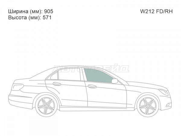 Стекло боковое опускное (Спереди / Справа / Цвет зеленый) Mercedes-Benz E-Class 09-17
