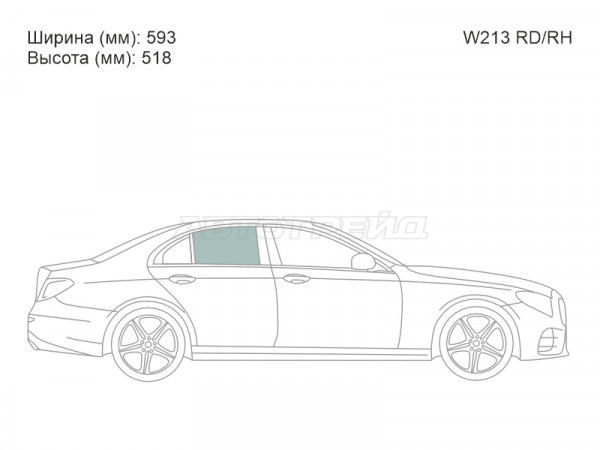 Стекло боковое опускное (Сзади / Справа / Цвет зеленый) Mercedes-Benz E-Class 16-20