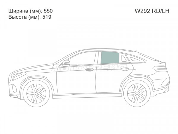 Стекло боковое опускное (Сзади / Слева / Цвет зеленый) Mercedes-Benz GLE Coupe 14-19
