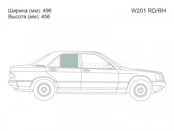 Стекло боковое опускное (Сзади / Справа / Цвет зеленый) Mercedes-Benz 190 82-94