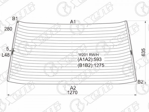 Стекло заднее с обогревом MERCEDES-BENZ 190 W201 82-93