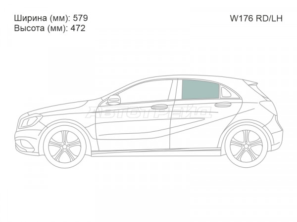 Стекло боковое опускное (Сзади / Слева / Цвет зеленый) Mercedes-Benz A-Class 12-18