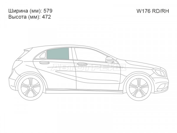Стекло боковое опускное (Сзади / Справа / Цвет зеленый) Mercedes-Benz A-Class 12-18