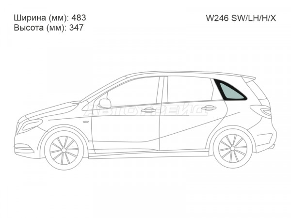 Стекло кузова боковое (не опускное) (Слева / Цвет зеленый) Mercedes-Benz B-Class 11-18