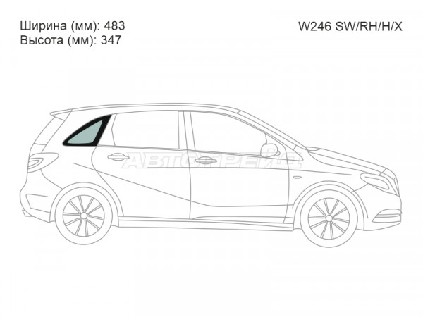 Стекло кузова боковое (не опускное) (Справа / Цвет зеленый) Mercedes-Benz B-Class 11-18