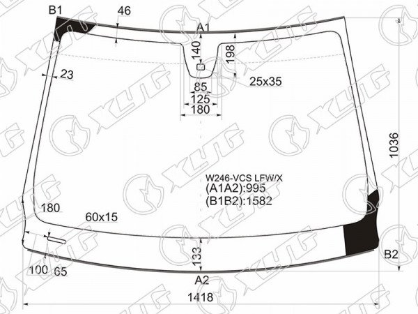 Стекло лобовое + дд MERCEDES-BENZ B-CLASS (W246) 5D HBK 12-15