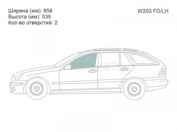Стекло боковое опускное (Спереди / Слева / Цвет зеленый) Mercedes-Benz C-Class 00-04