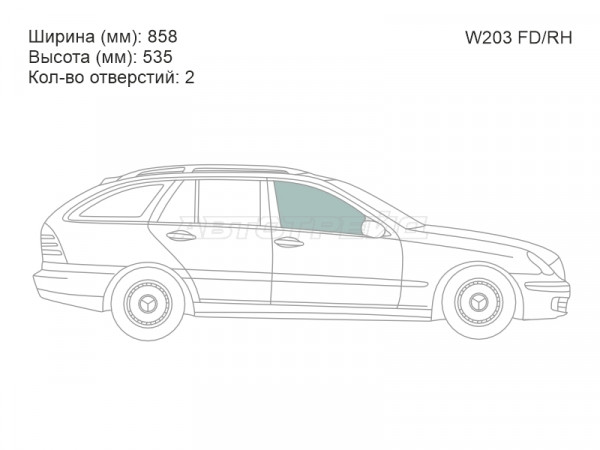 Стекло боковое опускное (Спереди / Справа / Цвет зеленый) Mercedes-Benz C-Class 00-04