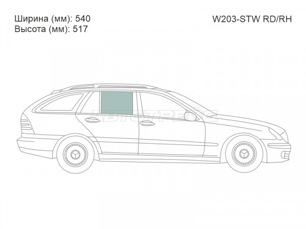 Стекло боковое опускное (Сзади / Справа / Цвет зеленый) Mercedes-Benz C-Class 00-08