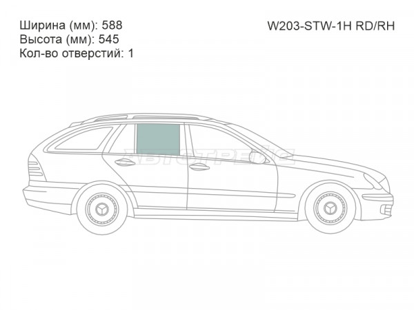 Стекло боковое опускное (Сзади / Справа / Цвет зеленый) Mercedes-Benz C-Class 00-08