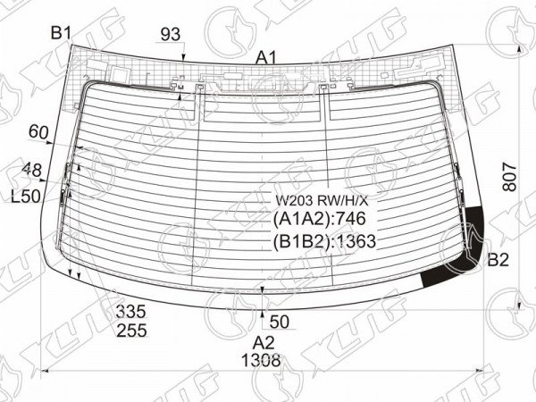 Стекло заднее с обогревом MERCEDES-BENZ C-CLASS W203 5D WGN 00-07
