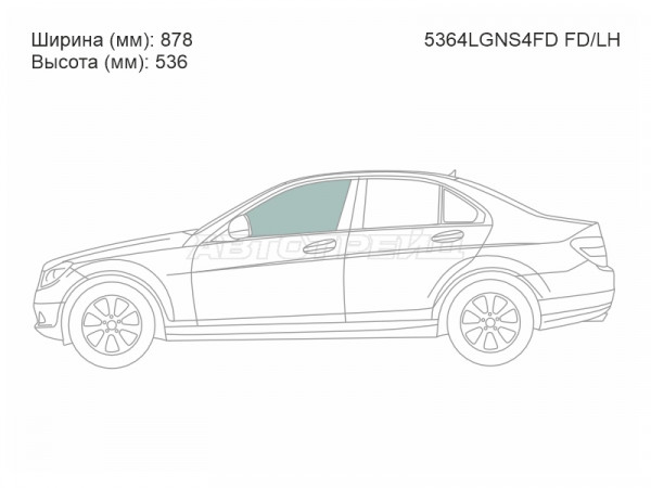 Стекло боковое опускное (Спереди / Слева / Цвет зеленый) Mercedes-Benz C-Class 07-15