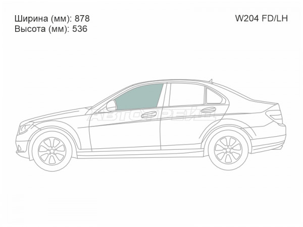 Стекло боковое опускное (Спереди / Слева / Цвет зеленый) Mercedes-Benz C-Class 07-15