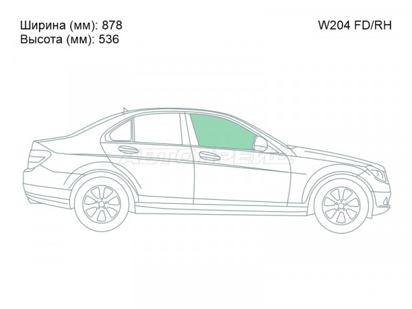 Стекло боковое опускное (Спереди / Справа / Цвет зеленый) Mercedes-Benz C-Class 07-15