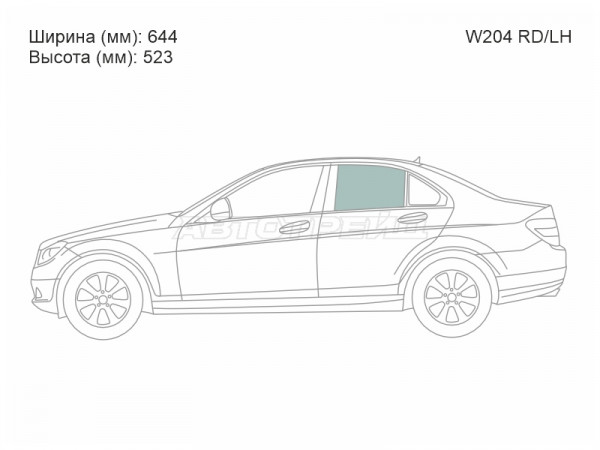 Стекло боковое опускное (Сзади / Слева / Цвет зеленый) Mercedes-Benz C-Class 07-15
