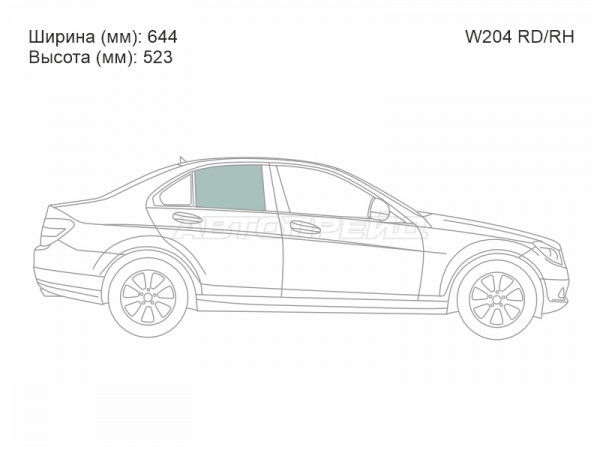 Стекло боковое опускное (Сзади / Справа / Цвет зеленый) Mercedes-Benz C-Class 07-15