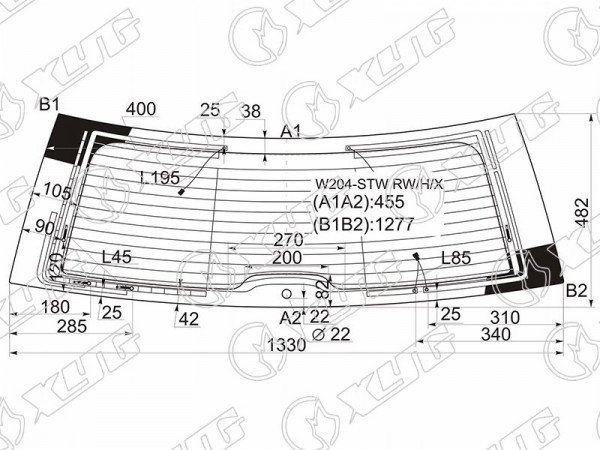 Стекло заднее с обогревом MERCEDES-BENZ C-CLASS W204 5D 07-14
