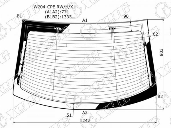 Стекло заднее с обогревом MERCEDES-BENZ C-CLASS CPE (C204) 11-15 /E-CLASS C207 CPE 09-16