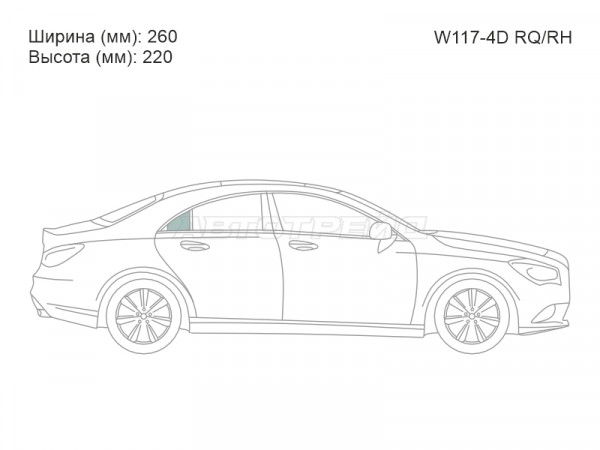 Стекло кузова боковое (не опускное) (Справа / Цвет зеленый) Mercedes-Benz CLA-Class 13-19
