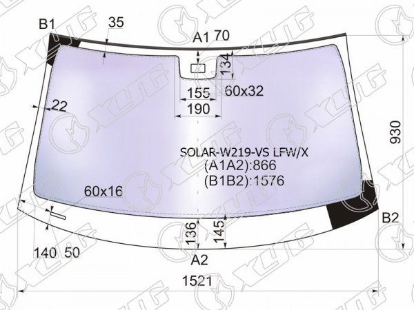 Стекло лобовое атермальное + дд MERCEDES CLS-CLASS C219 04-10 (Solar-X защита от ультрафиолета)