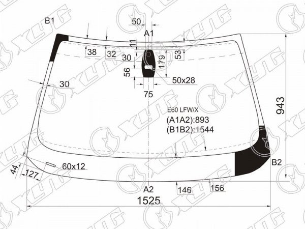 Стекло лобовое + дд (прямоугольный) BMW 5-SERIES E60 /61 4 /5D 03-07