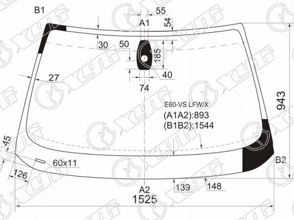 Стекло лобовое + дд (круглый) BMW 5-SERIES E60 /61 4 /5D 07-09
