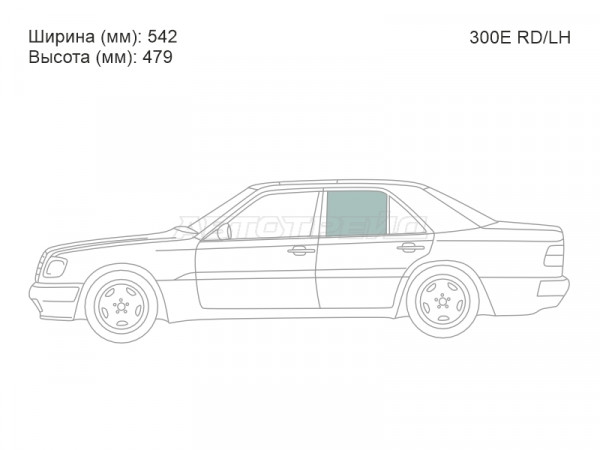 Стекло боковое опускное (Сзади / Слева / Цвет зеленый) Mercedes-Benz E-Class 84-95
