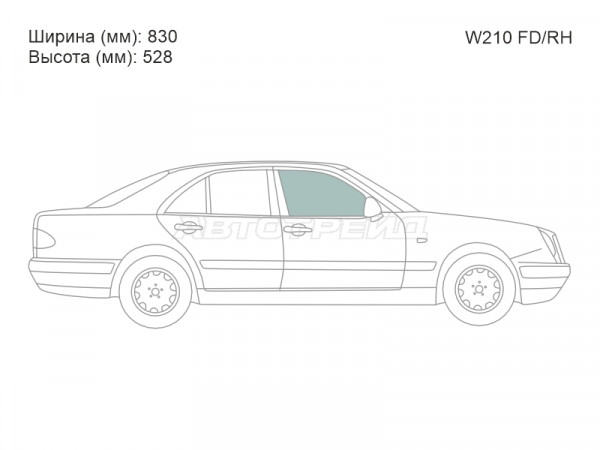 Стекло боковое опускное (Спереди / Справа / Цвет зеленый) Mercedes-Benz E-Class 95-03