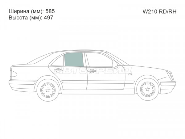 Стекло боковое опускное (Сзади / Справа / Цвет зеленый) Mercedes-Benz E-Class 95-03
