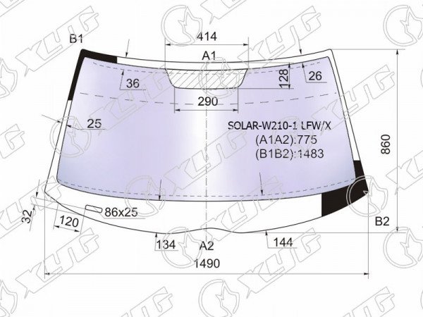 Стекло лобовое атермальное MERCEDES E-CLASS W210 4 /5D 95-02 (Solar-X защита)